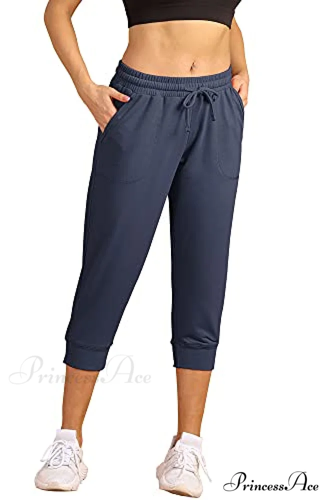 French Terry Jogger Lounge Sweatpants - Active Capri Pants - Image 11