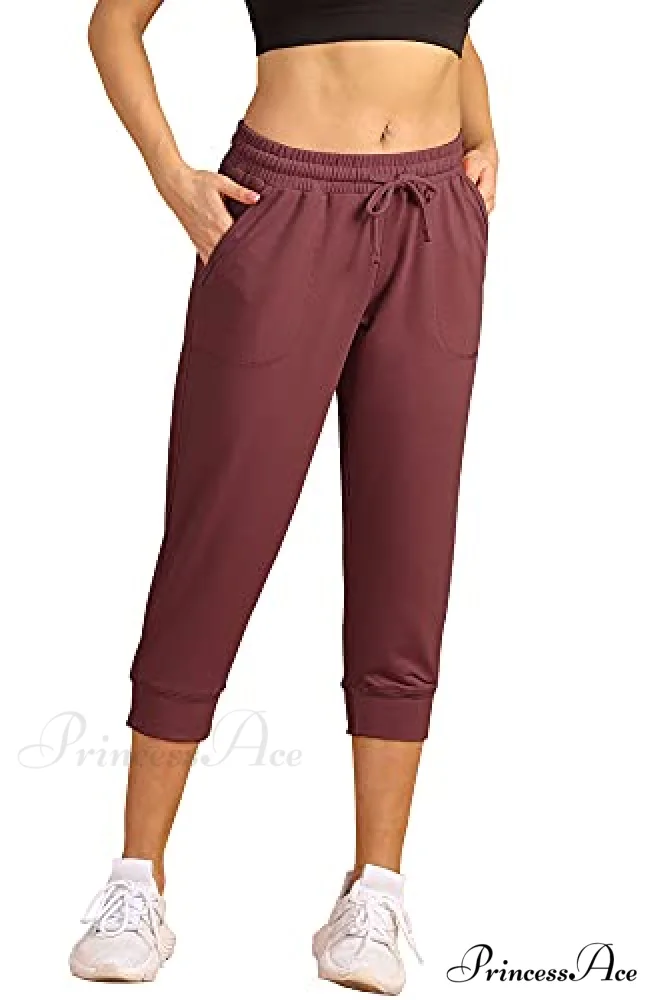 French Terry Jogger Lounge Sweatpants - Active Capri Pants - Image 12