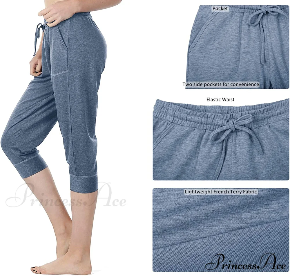 French Terry Jogger Lounge Sweatpants - Active Capri Pants - Image 17