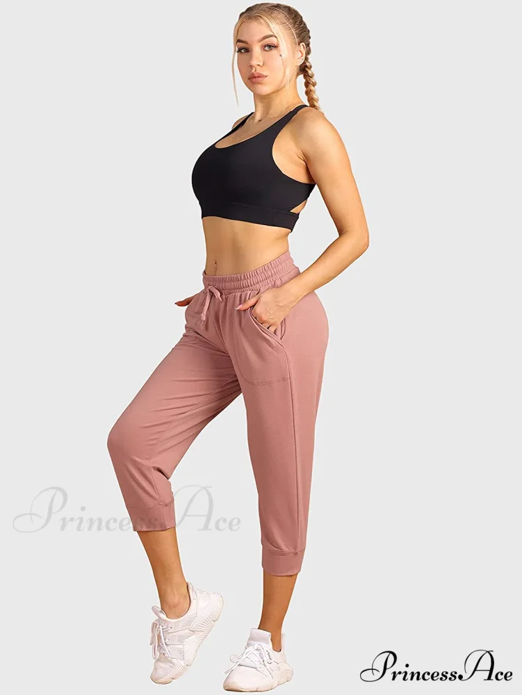 French Terry Jogger Lounge Sweatpants - Active Capri Pants - Image 18