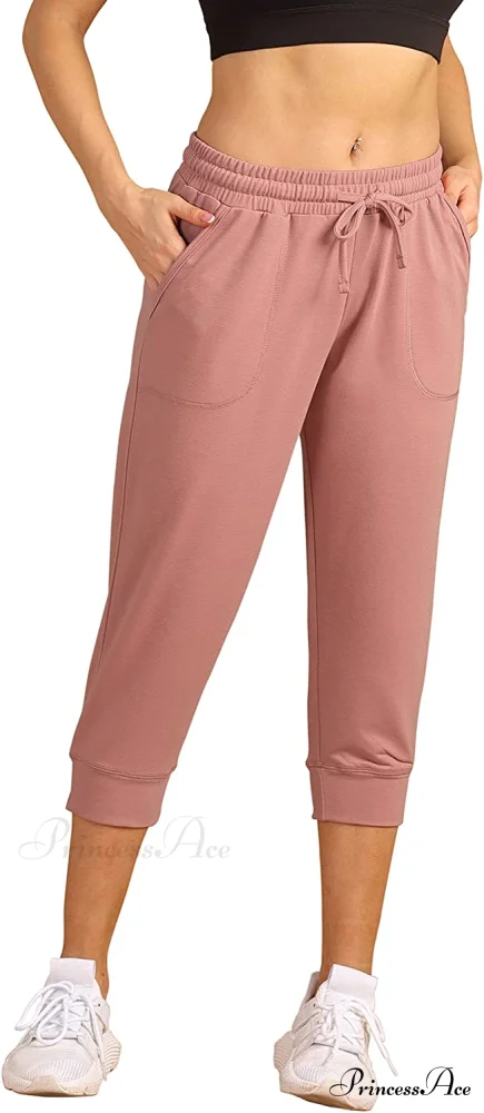 French Terry Jogger Lounge Sweatpants - Active Capri Pants - Image 26