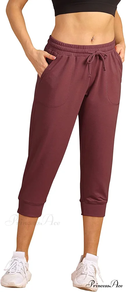 French Terry Jogger Lounge Sweatpants - Active Capri Pants - Image 27