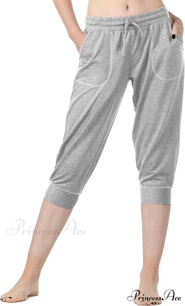French Terry Jogger Lounge Sweatpants - Active Capri Pants - Image 33