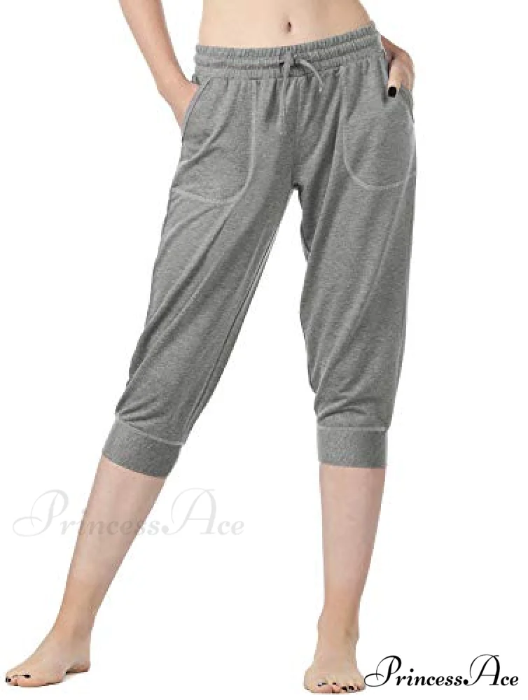 French Terry Jogger Lounge Sweatpants - Active Capri Pants - Image 9