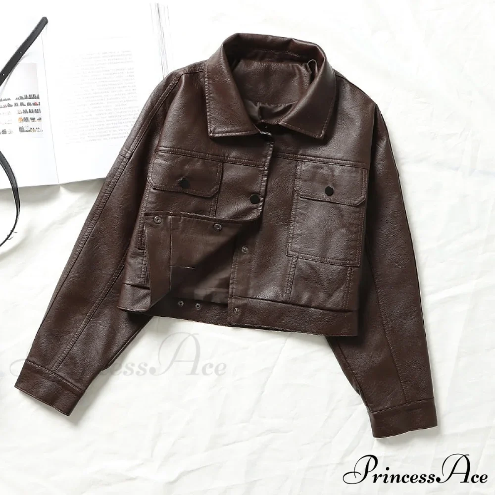 Faux Leather Short Y2k Jacket - Image 5