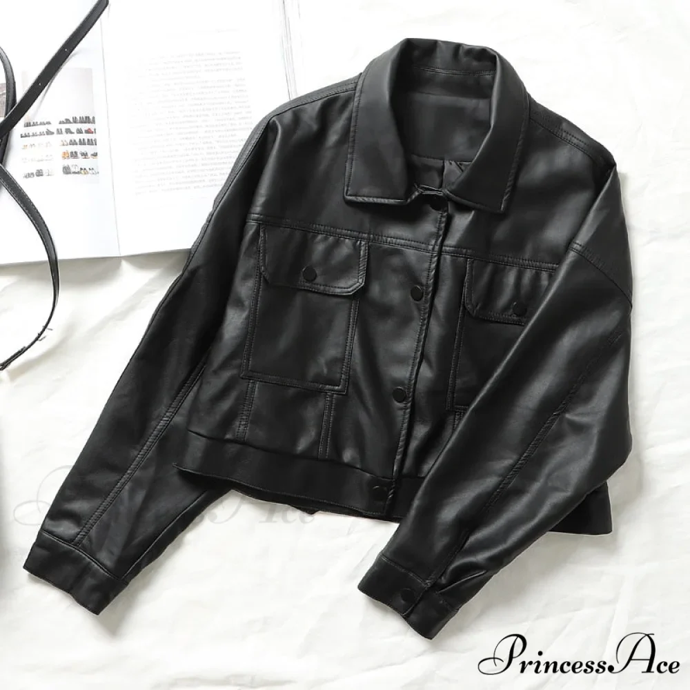 Faux Leather Short Y2k Jacket - Image 6