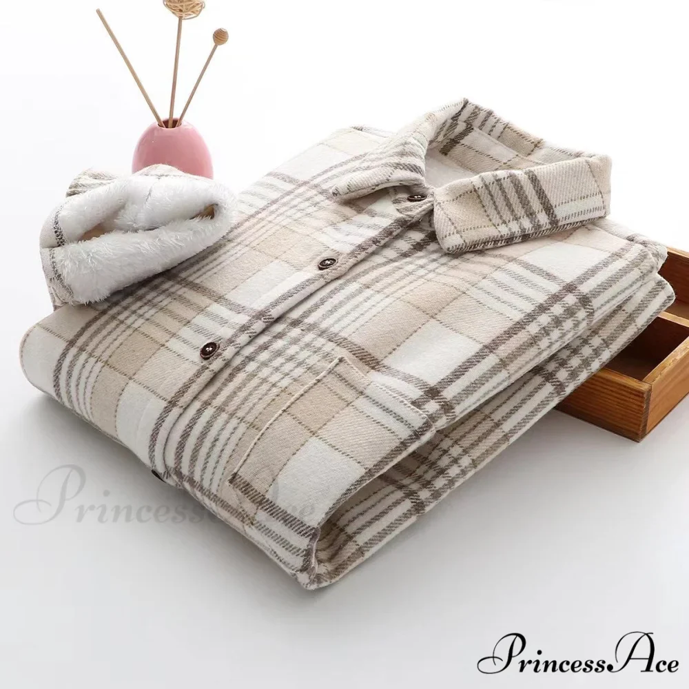 Thick Velvet Plaid Shirts Jacket - Image 11