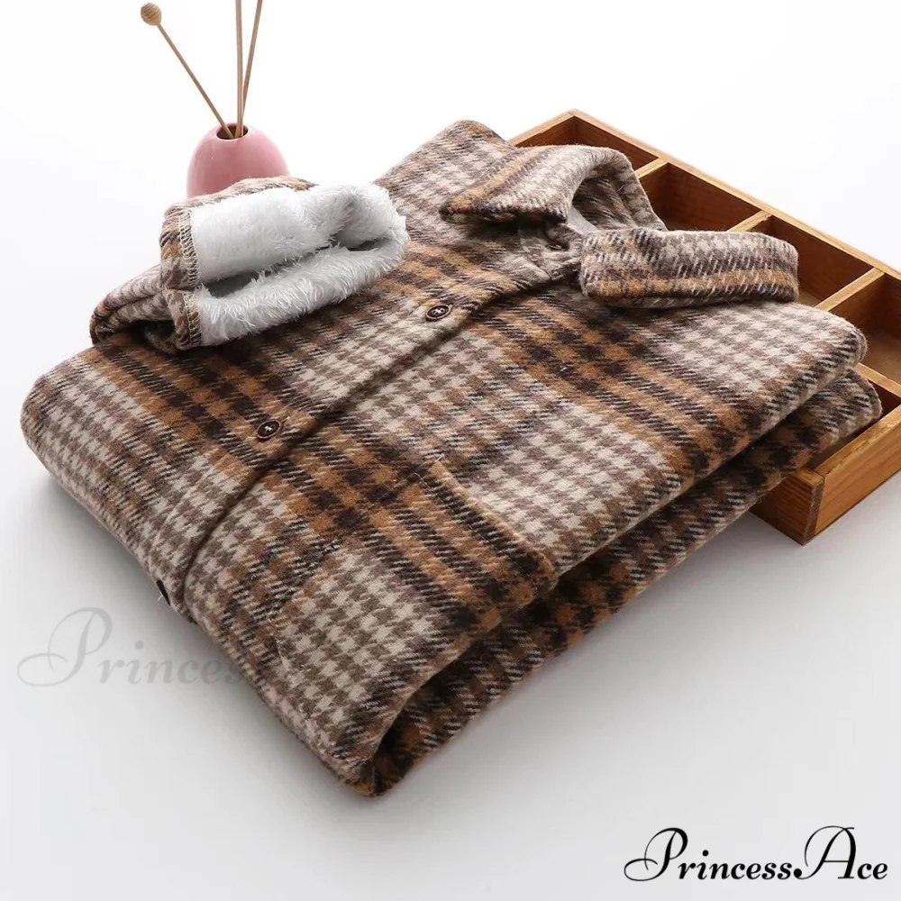 Thick Velvet Plaid Shirts Jacket - Image 15