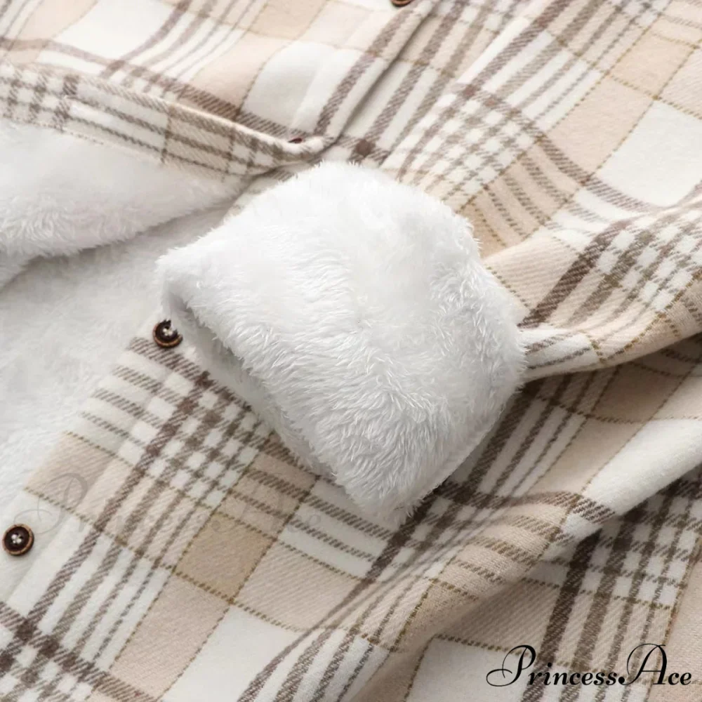 Thick Velvet Plaid Shirts Jacket - Image 4
