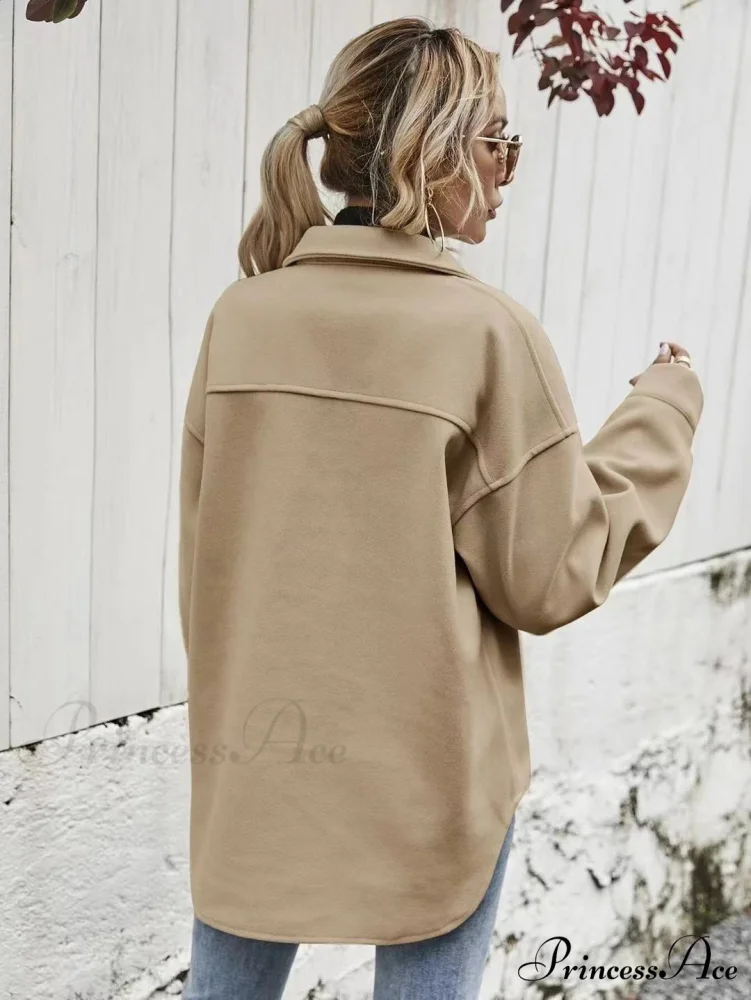 Office Lady Vintage Pockets Trench Jacket - Image 3