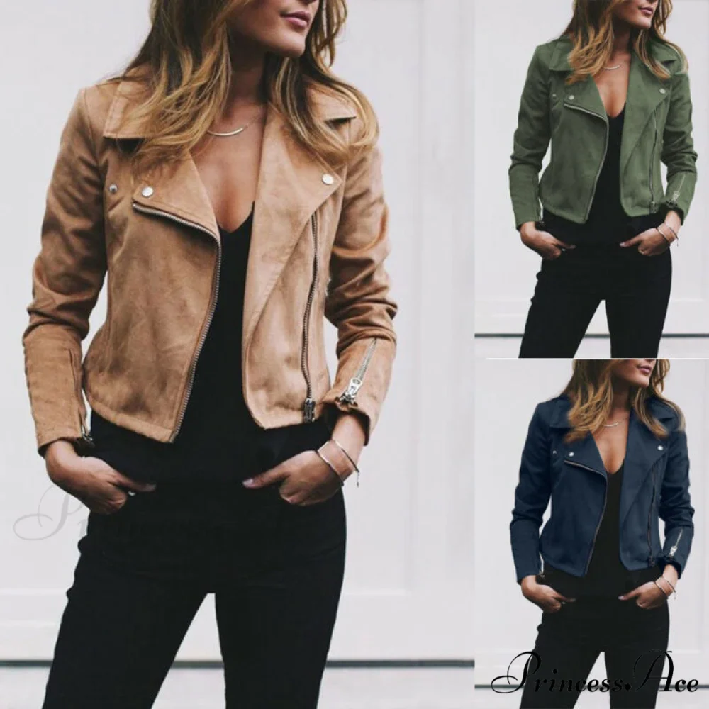 Fashion Solid Color Cool Zipper Jacket - Image 4