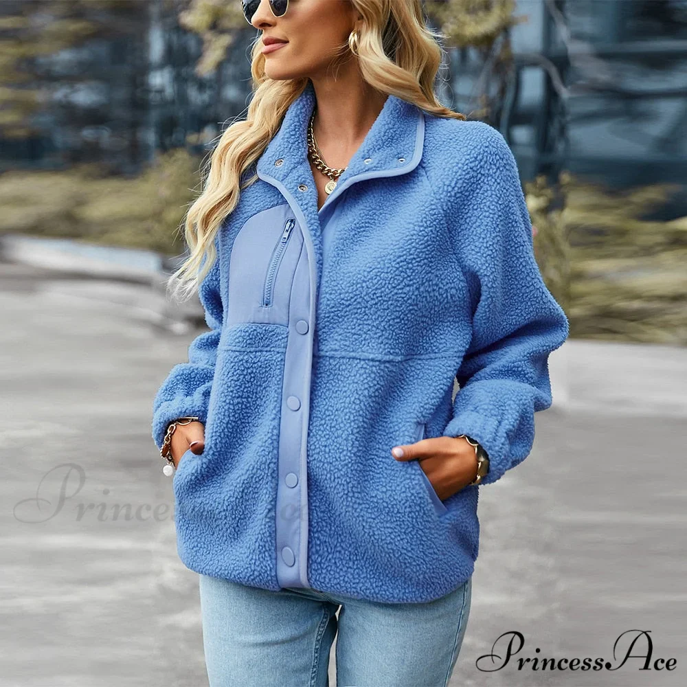 Turn Down Collar Patchwork Jacket - Image 2