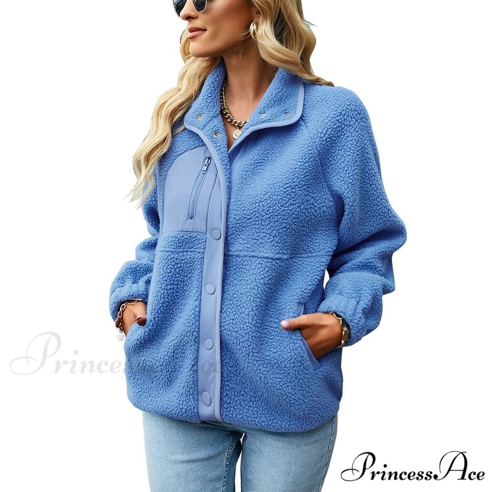 Turn Down Collar Patchwork Jacket - Image 6