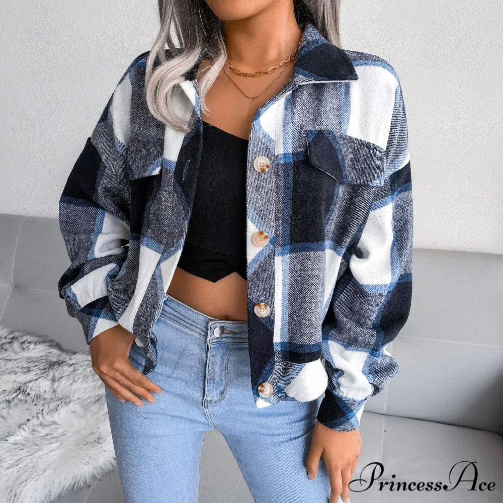 Plaid Vintage Pockets Oversized Jacket - Image 11