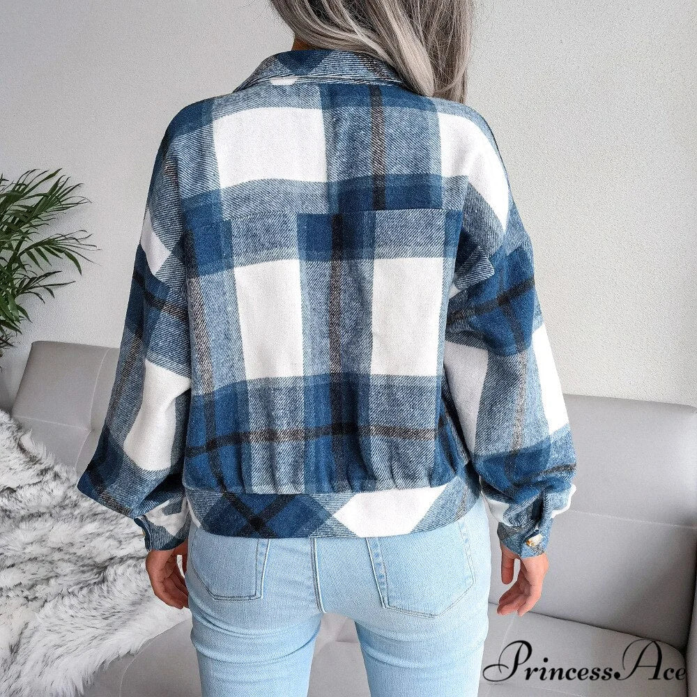 Plaid Vintage Pockets Oversized Jacket - Image 2