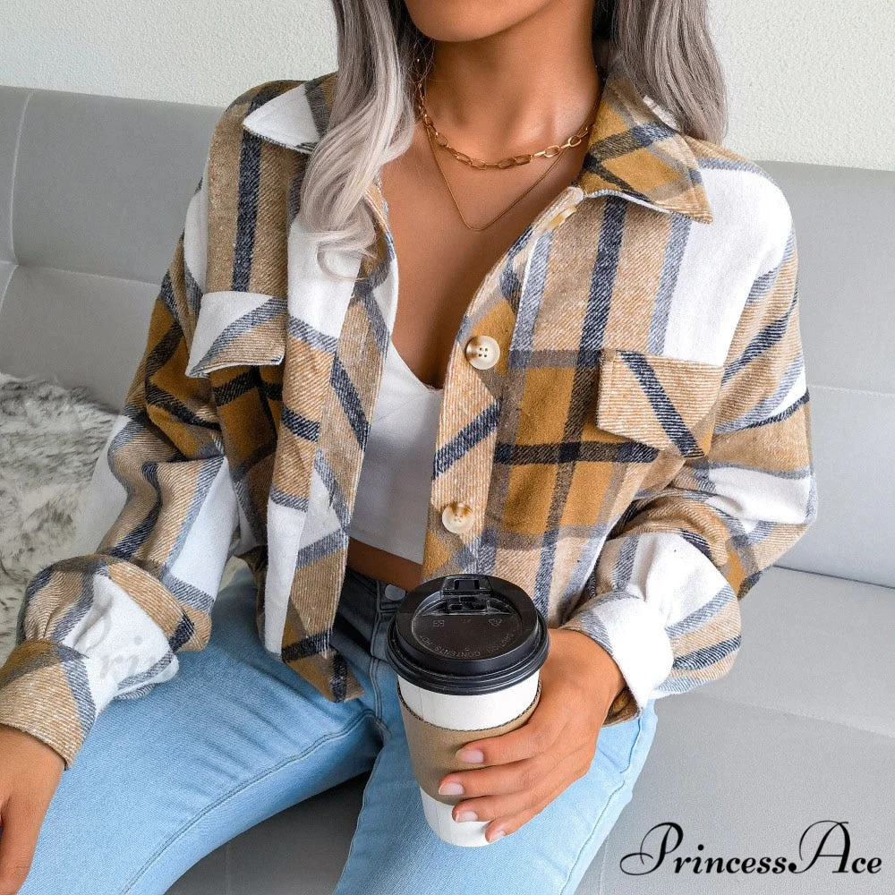 Plaid Vintage Pockets Oversized Jacket - Image 3