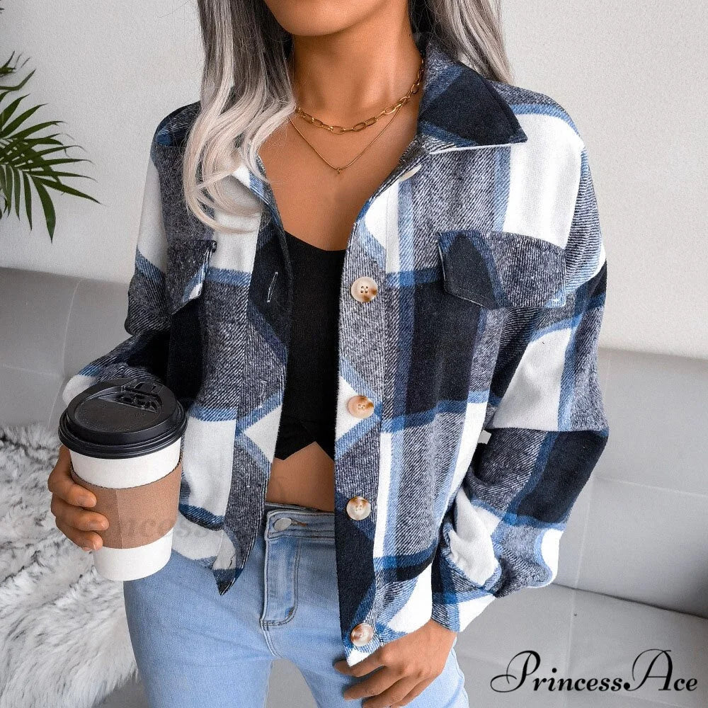 Plaid Vintage Pockets Oversized Jacket - Image 5