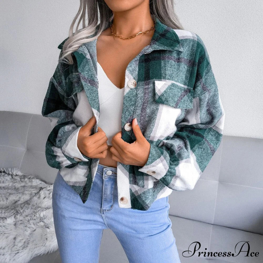Plaid Vintage Pockets Oversized Jacket - Image 8
