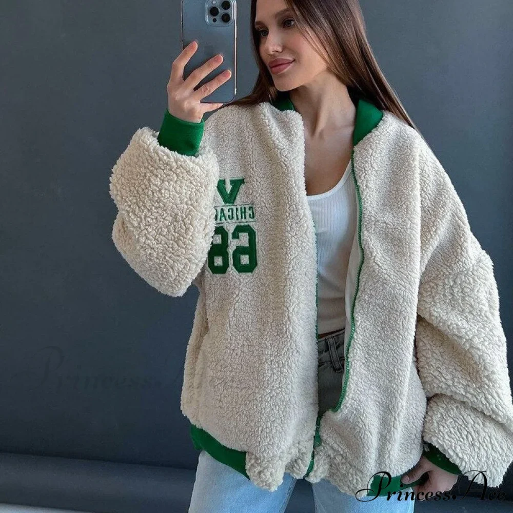 Y2k Green Print Fashion Baseball Jacket - Image 12