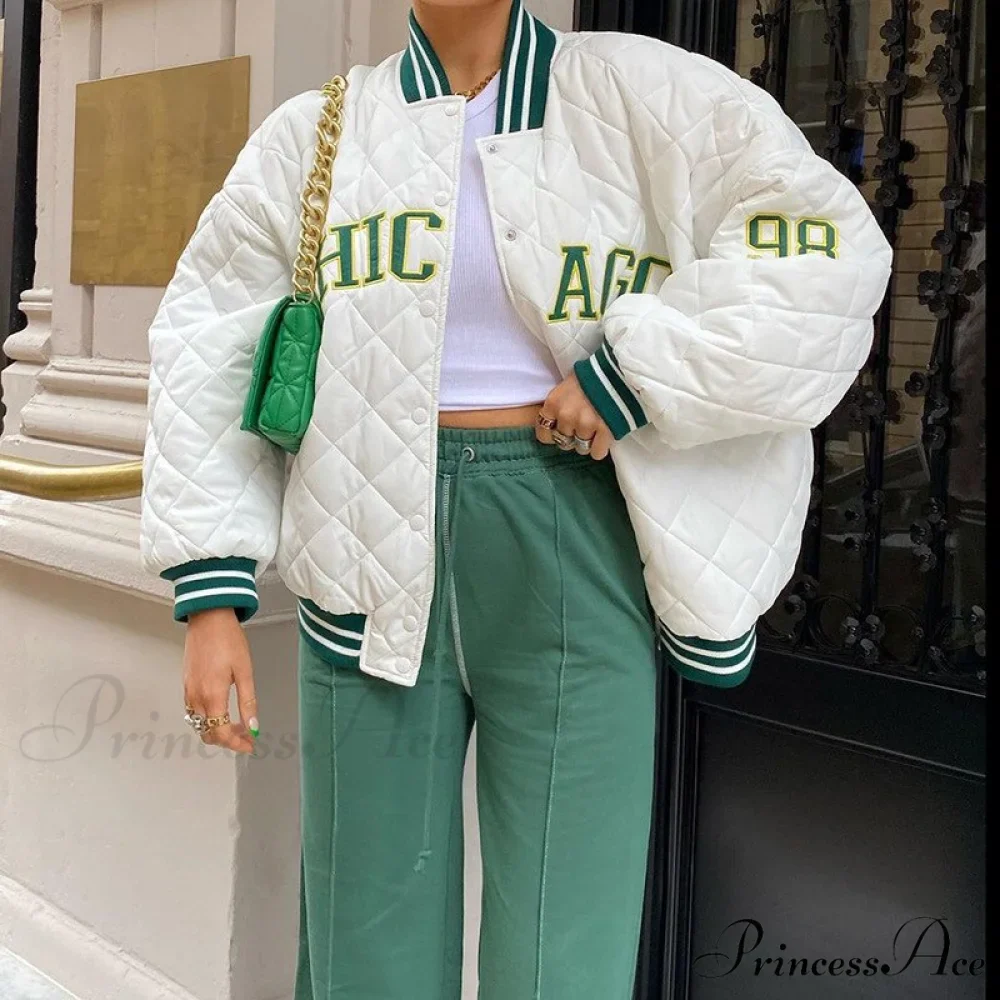Y2k Green Print Fashion Baseball Jacket - Image 16
