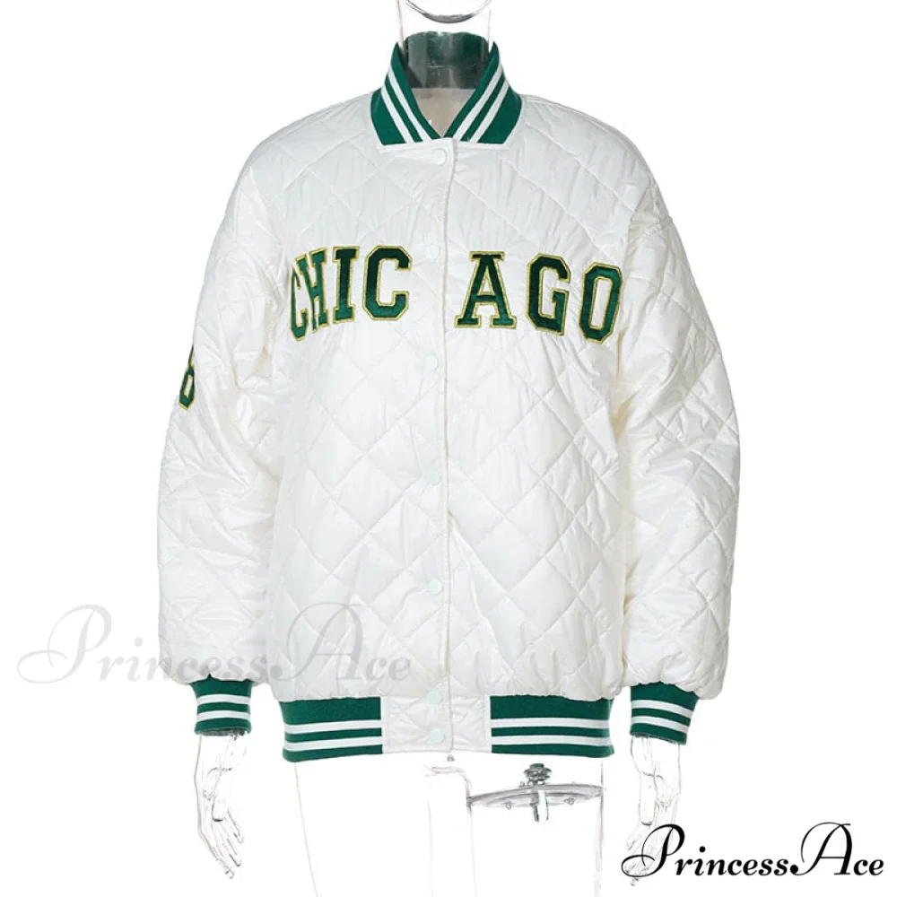 Y2k Green Print Fashion Baseball Jacket - Image 5
