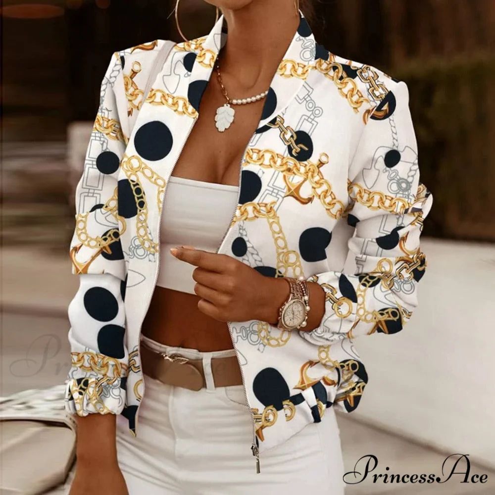 Flower Print Long Sleeve Bomber Jacket - Image 4