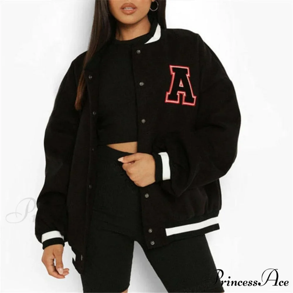 Letter Print Baseball Jacket - Image 3
