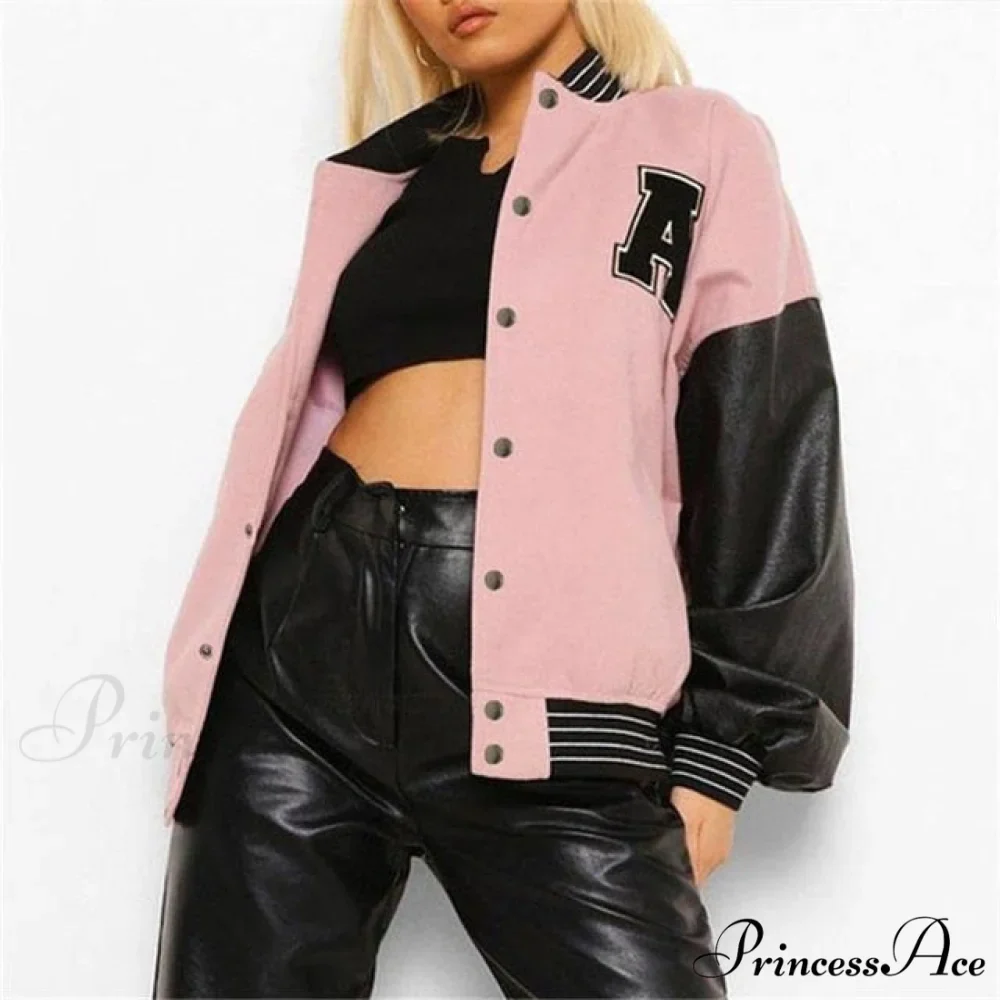 Letter Print Baseball Jacket - Image 4