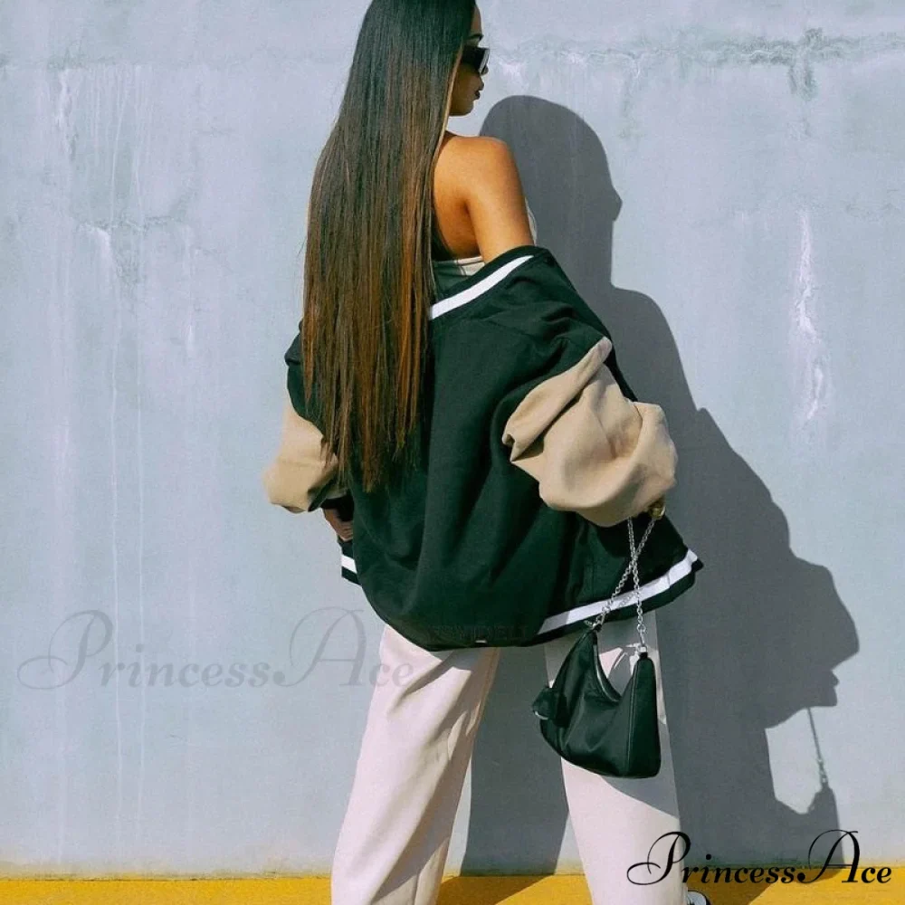 Letter Print Baseball Jacket - Image 5