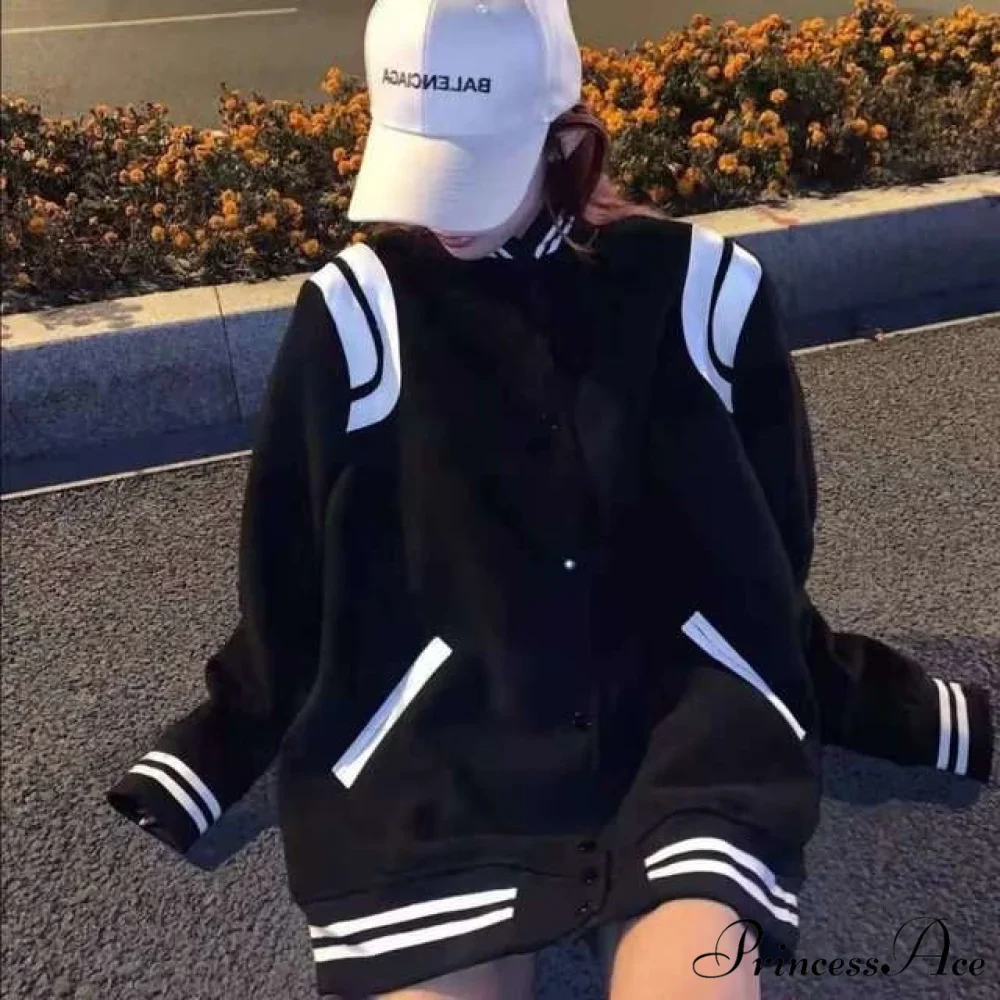 Letter Print Baseball Jacket - Image 8