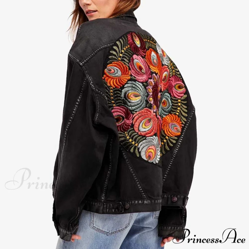 Floral Embroidered Denim Jacket - Image 2
