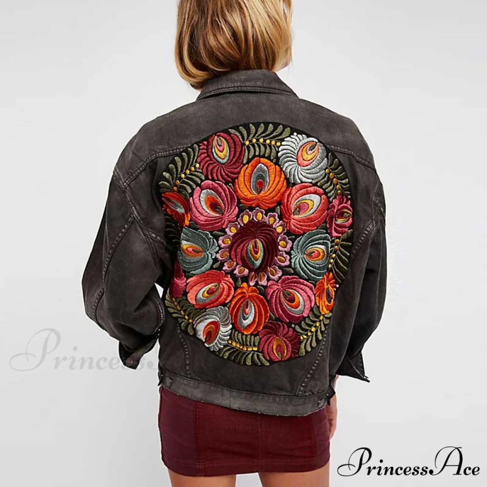 Floral Embroidered Denim Jacket - Image 3