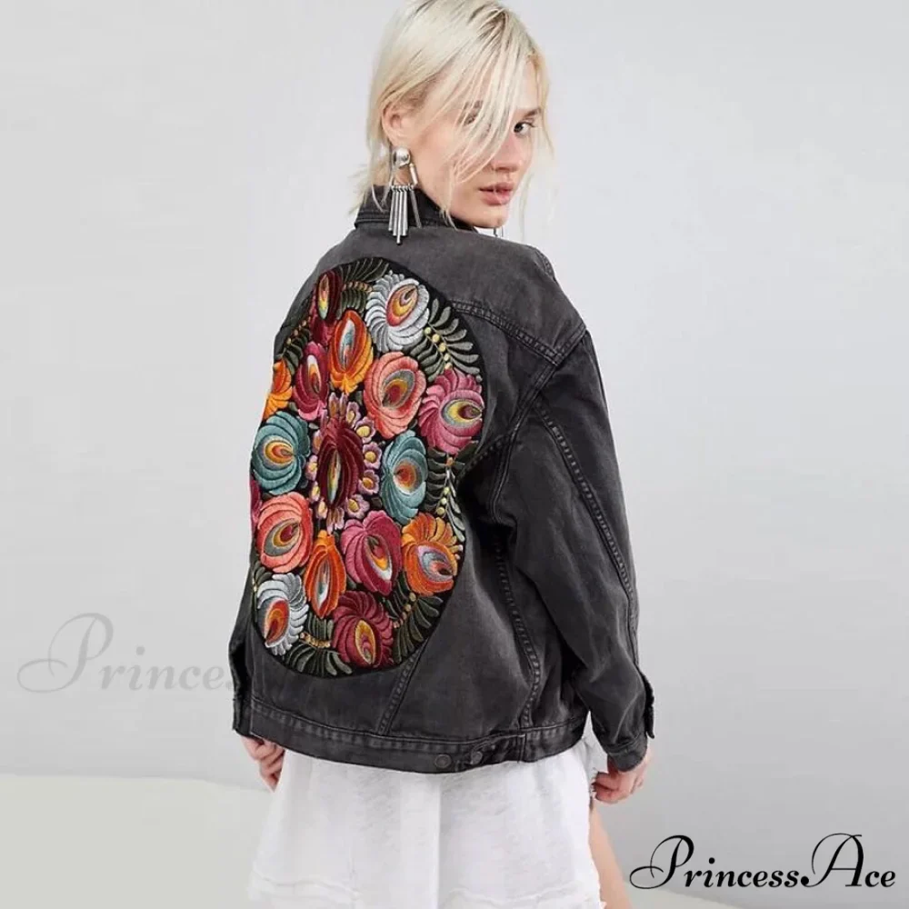 Floral Embroidered Denim Jacket - Image 4