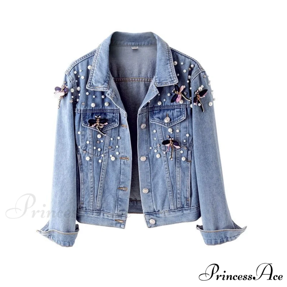 Beading Loose Dragonfly Demin Jacket - Image 4