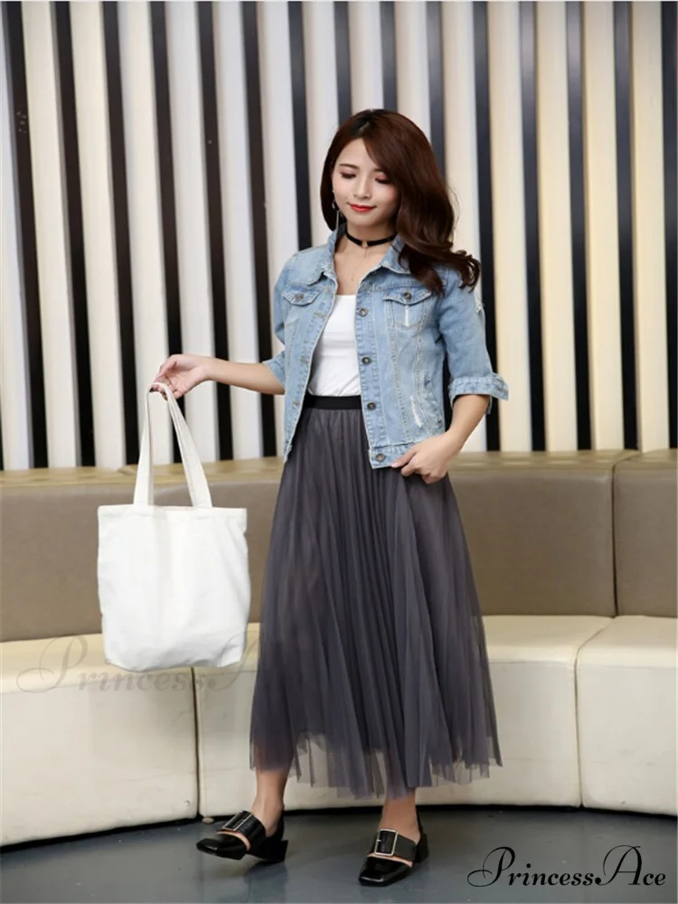 Slim Seven-point Sleeve Denim Jacket - Image 4