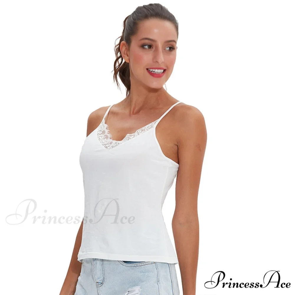 Casual Soft Elastic Cotton Lace Tank Tops - Image 2