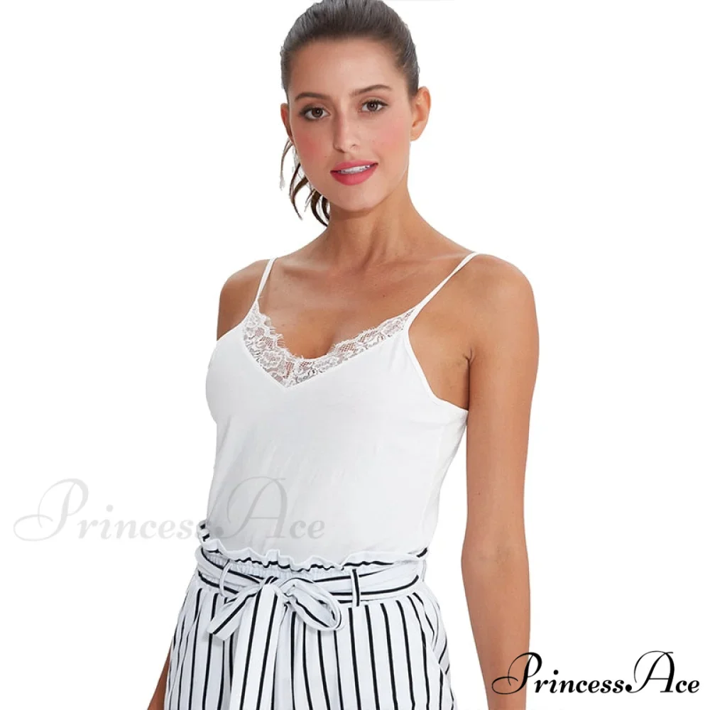 Casual Soft Elastic Cotton Lace Tank Tops - Image 4