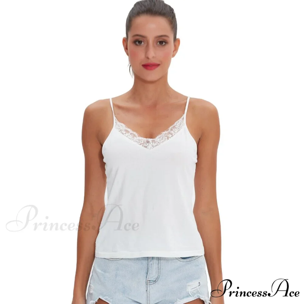 Casual Soft Elastic Cotton Lace Tank Tops - Image 6