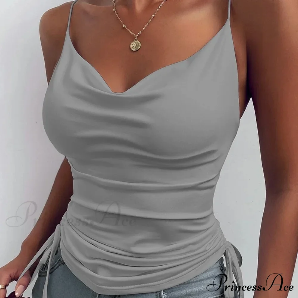 Satin Thin Solid Y2k Camis - Image 4