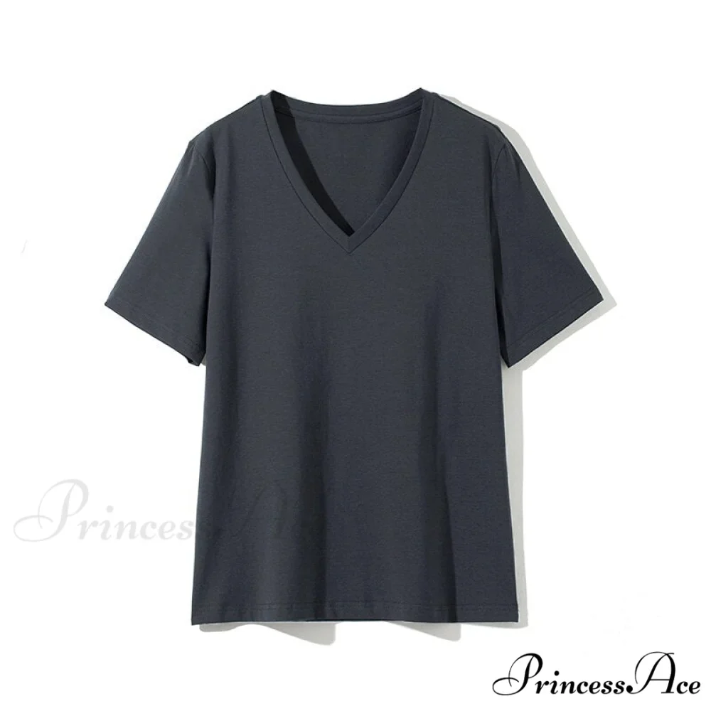 Casual Solid V-Neck T-shirt - Image 3