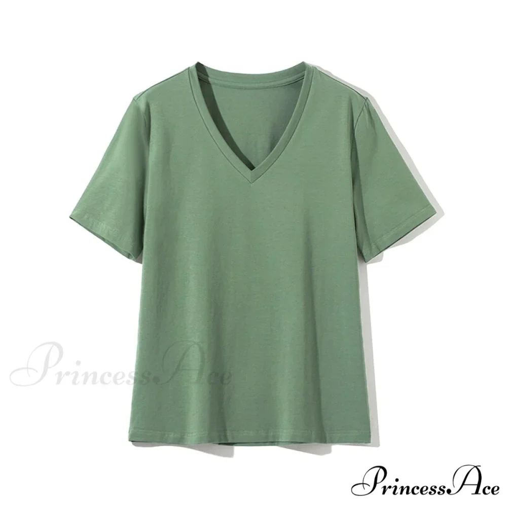 Casual Solid V-Neck T-shirt - Image 4