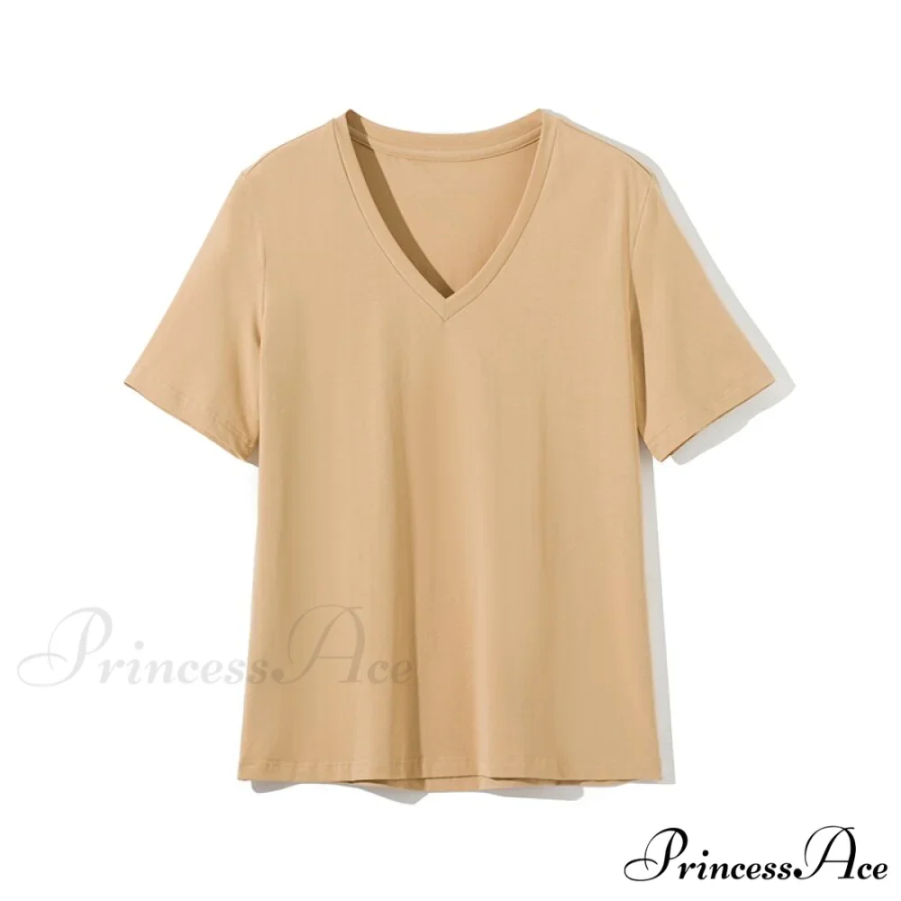 Casual Solid V-Neck T-shirt - Image 5