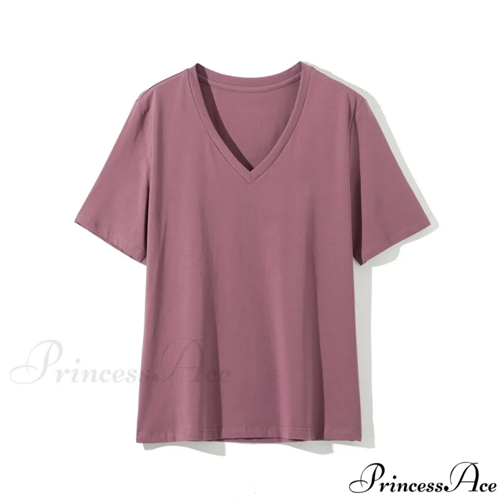 Casual Solid V-Neck T-shirt - Image 6