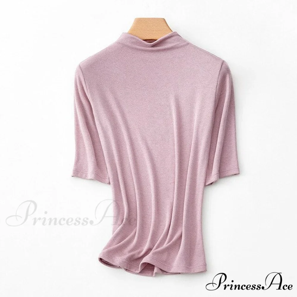 Wool Viscose Blend Short Sleeved Solid T Shirt - Image 10