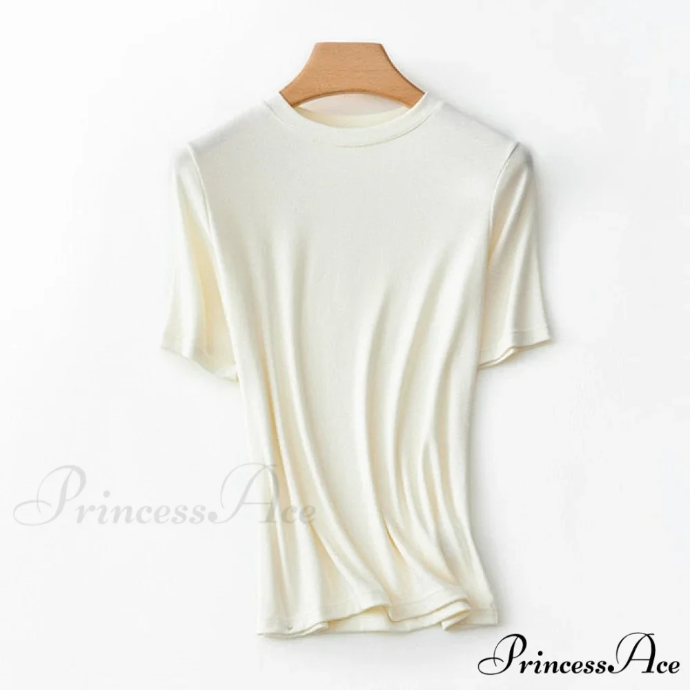 Wool Viscose Blend Short Sleeved Solid T Shirt - Image 11