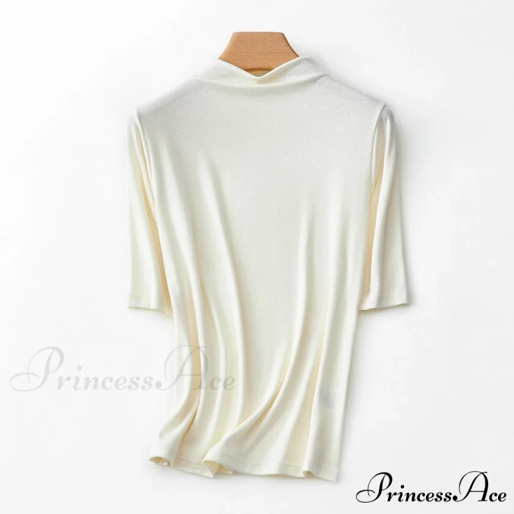 Wool Viscose Blend Short Sleeved Solid T Shirt - Image 12
