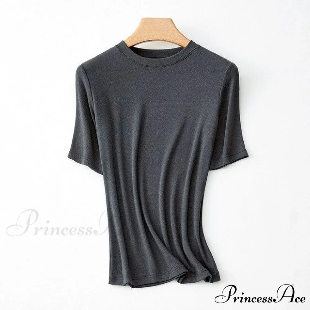 Wool Viscose Blend Short Sleeved Solid T Shirt - Image 15