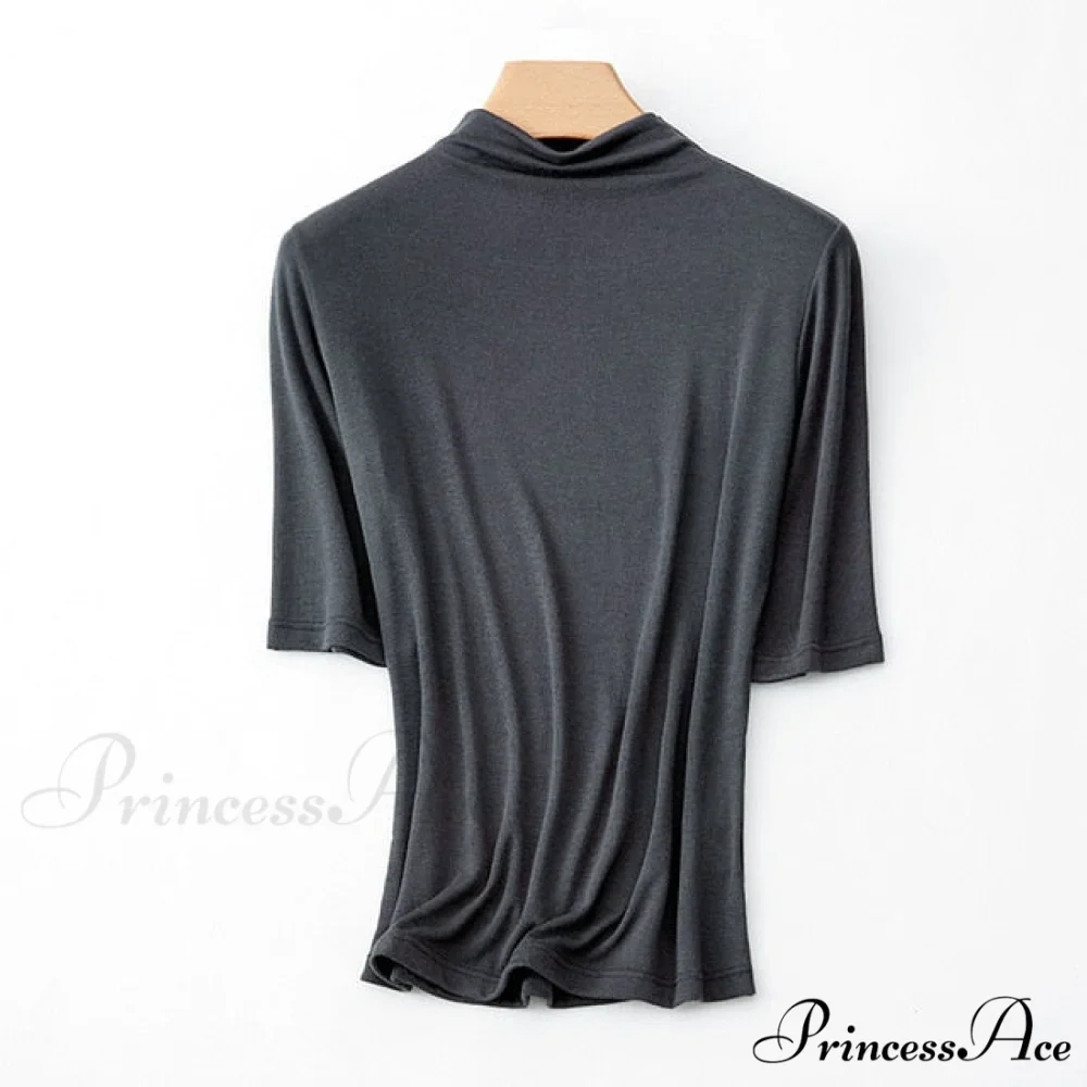 Wool Viscose Blend Short Sleeved Solid T Shirt - Image 16