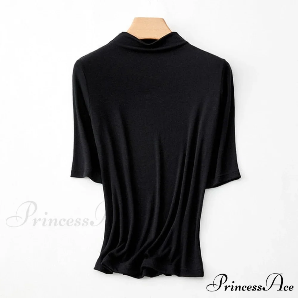 Wool Viscose Blend Short Sleeved Solid T Shirt - Image 18