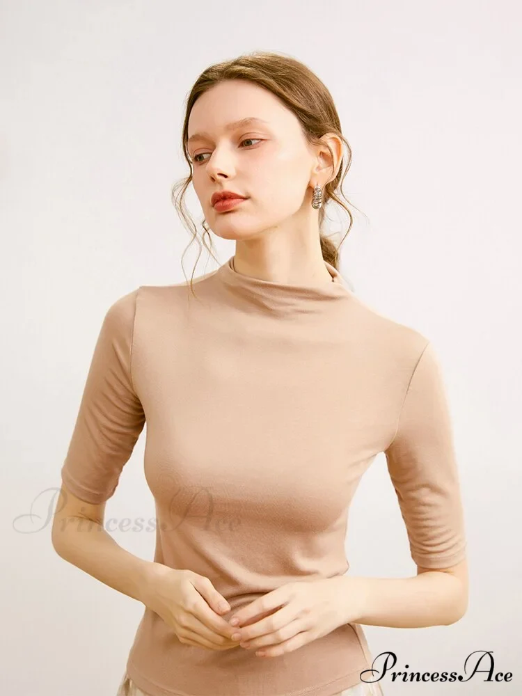 Wool Viscose Blend Short Sleeved Solid T Shirt - Image 2
